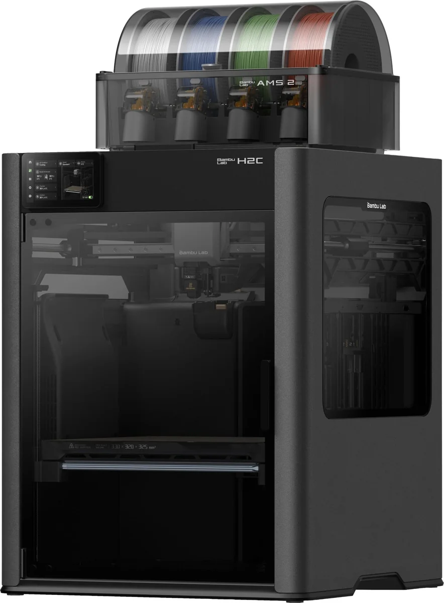 Bambu Lab H2C AMS Combo 3D Printer — Gray — product photograph