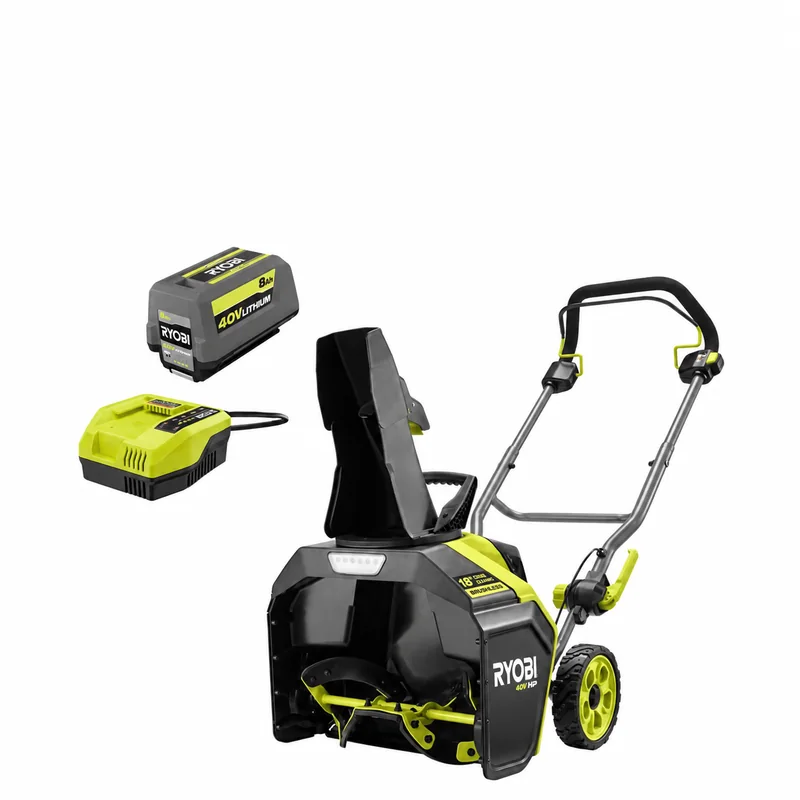 RYOBI RY40HPSN01K — 18-Inch Cordless Snow Blower with 8Ah Battery — product photograph